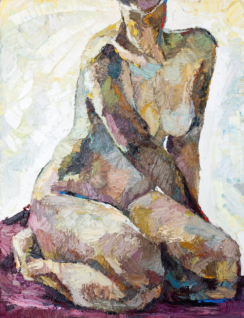 "Reclining Nude" by Doina Mindrean - oil on canvas, artist framed