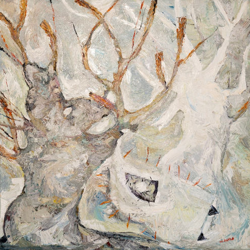 "Crooked dance oe dance for the crooked" by Doina Mindrean - oil on canvas, artist framed